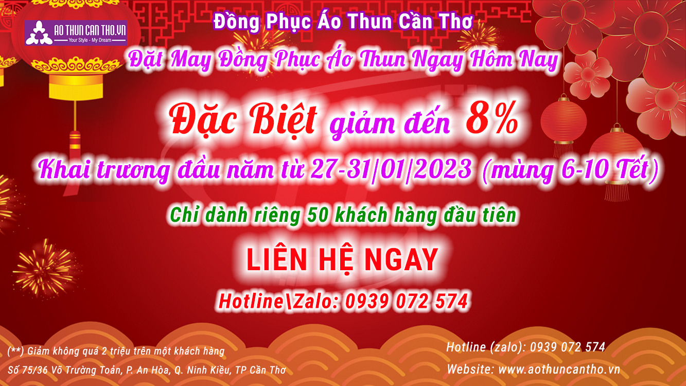 Đặt may áo thun đồng phục giảm đến 8% tại Áo Thun Cần Thơ