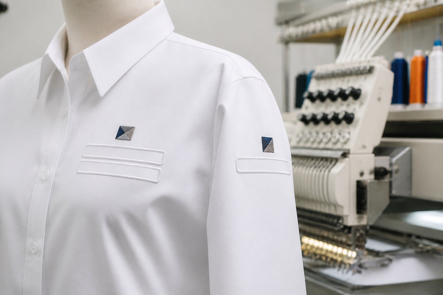 Thêu tên và logo trên áo blouse sao cho rõ, bền