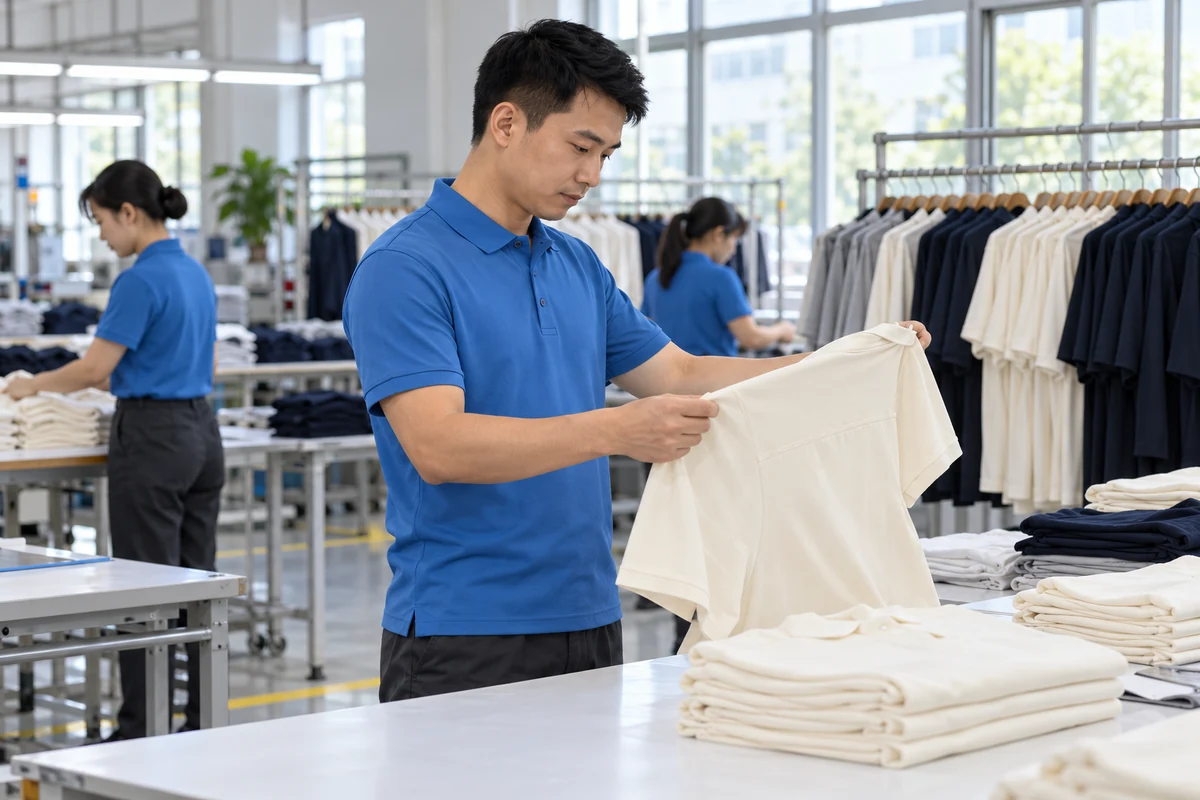 Áo thun công nhân xanh biển cho công ty may mặc: phom khi làm việc tại công ty may mặc